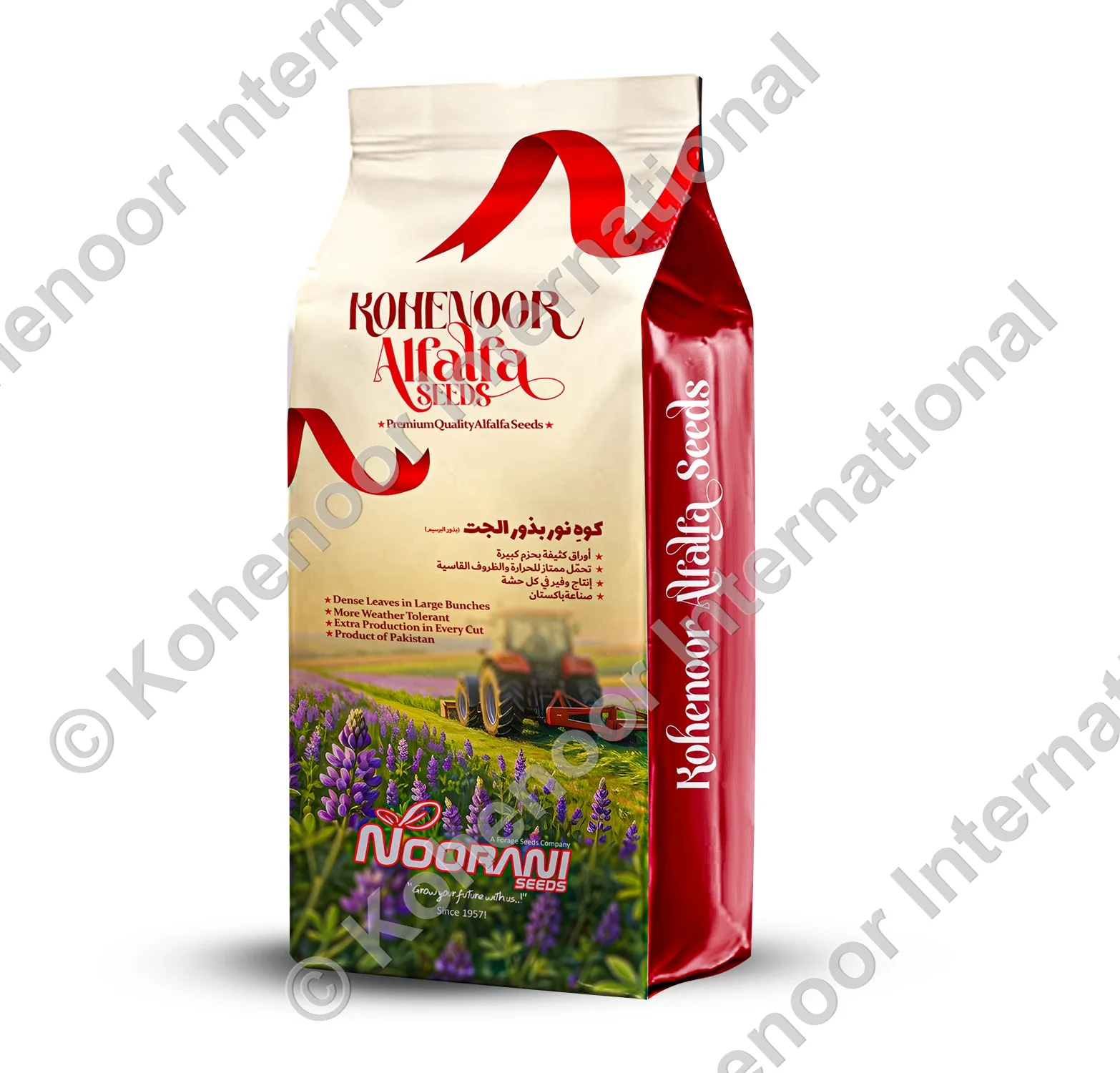 Noorani Seeds Kohenoor Alfalfa bag red white premium international